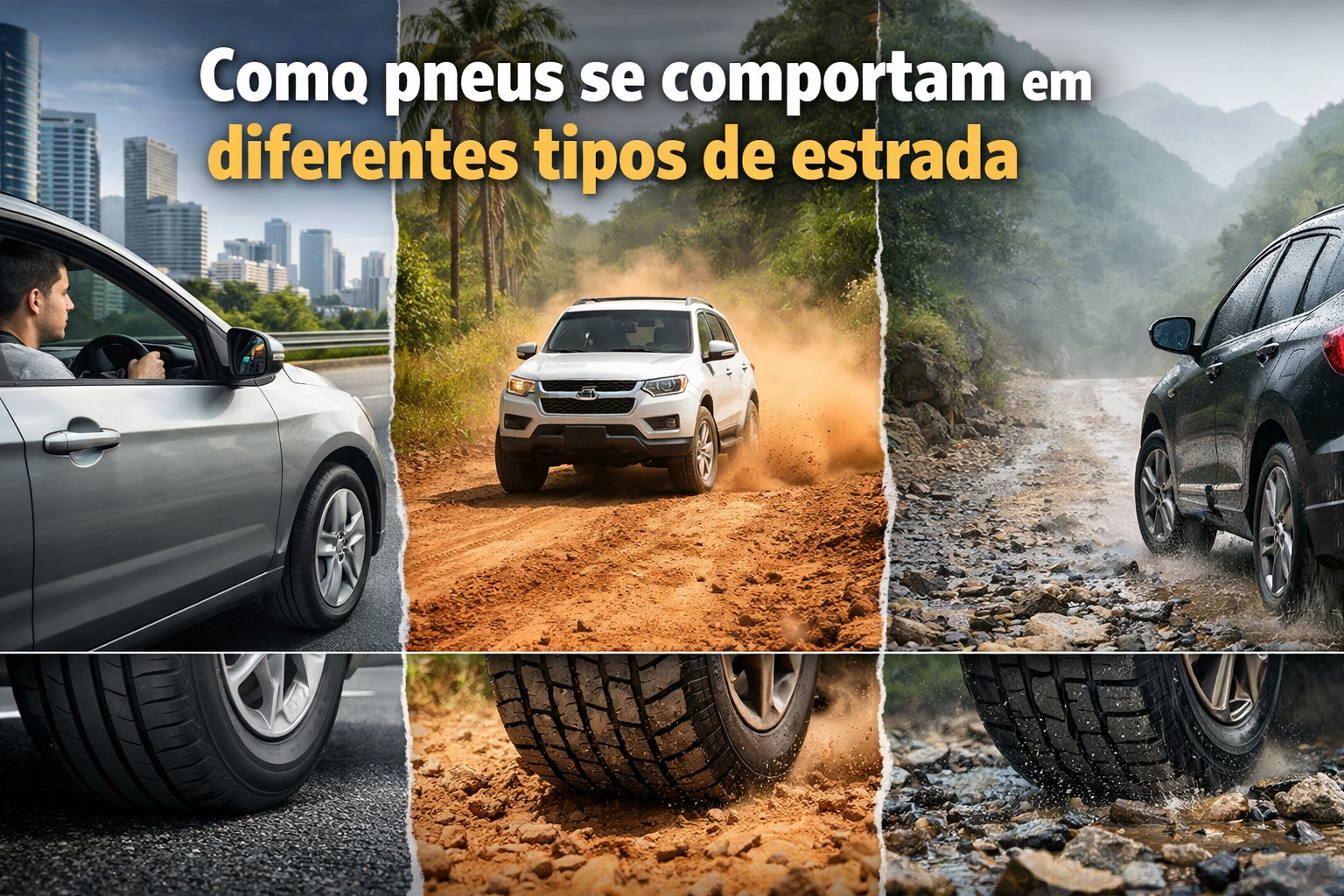 como pneus se comportam em diferentes tipos de estrada